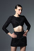Simetric Patterned Beaded Mini Pencil Skirt